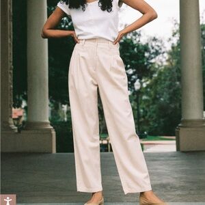 Christy Dawn Judene Pant Size 4 Oat cotton pleated NWT